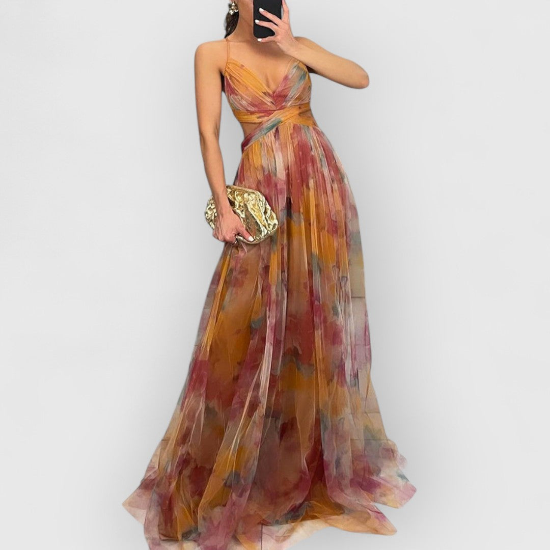 Sukienka maxi Sonia | Kwiatowy wzór, elegancki długi fason na wesele 6