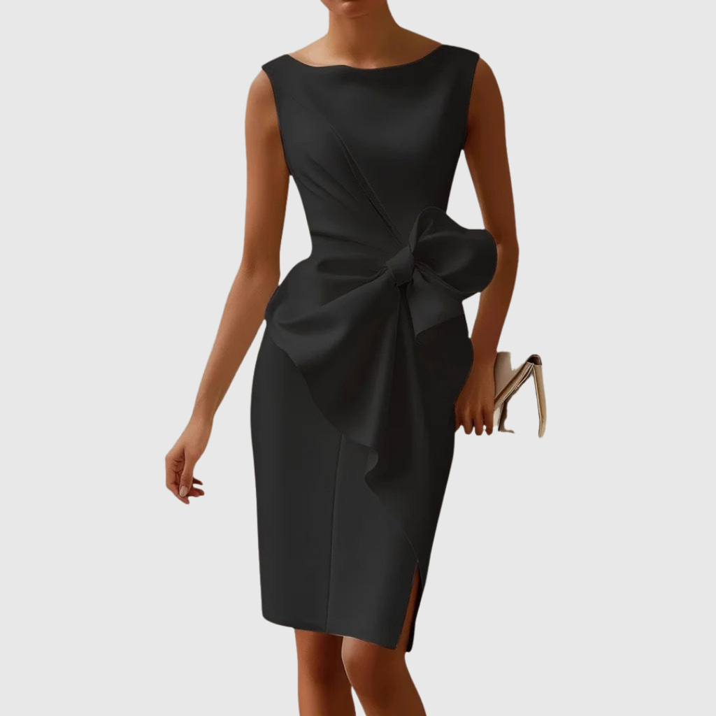 Sukienka midi Alina | Eleganckie drapowanie, bez rękawów na wesele 0