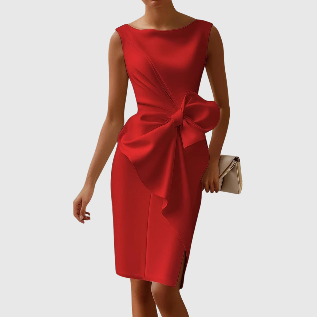 Sukienka midi Alina | Eleganckie drapowanie, bez rękawów na wesele 1