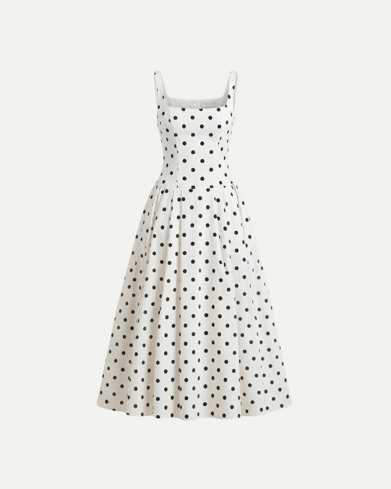 Sukienka midi Colette | Klasyczny wzór w groszki, A-line, elegancka na wesele 1