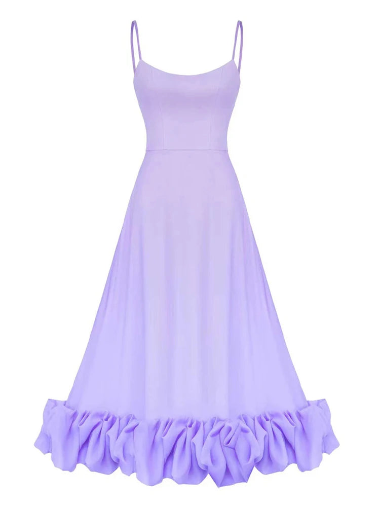 Sukienka midi Romana | Zwiewny materiał, falbany na wesele 5