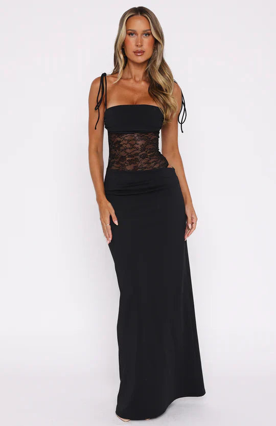 Suknia Maxi Melisa | Dopasowana Góra, Cienkie Ramiączka, Nowoczesny Design 5