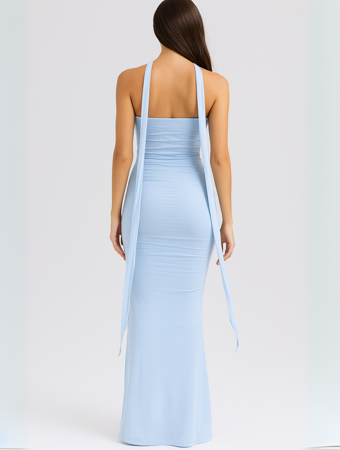 Suknia maxi Selena | Bez ramiączek, dekolt w serce, choker 3