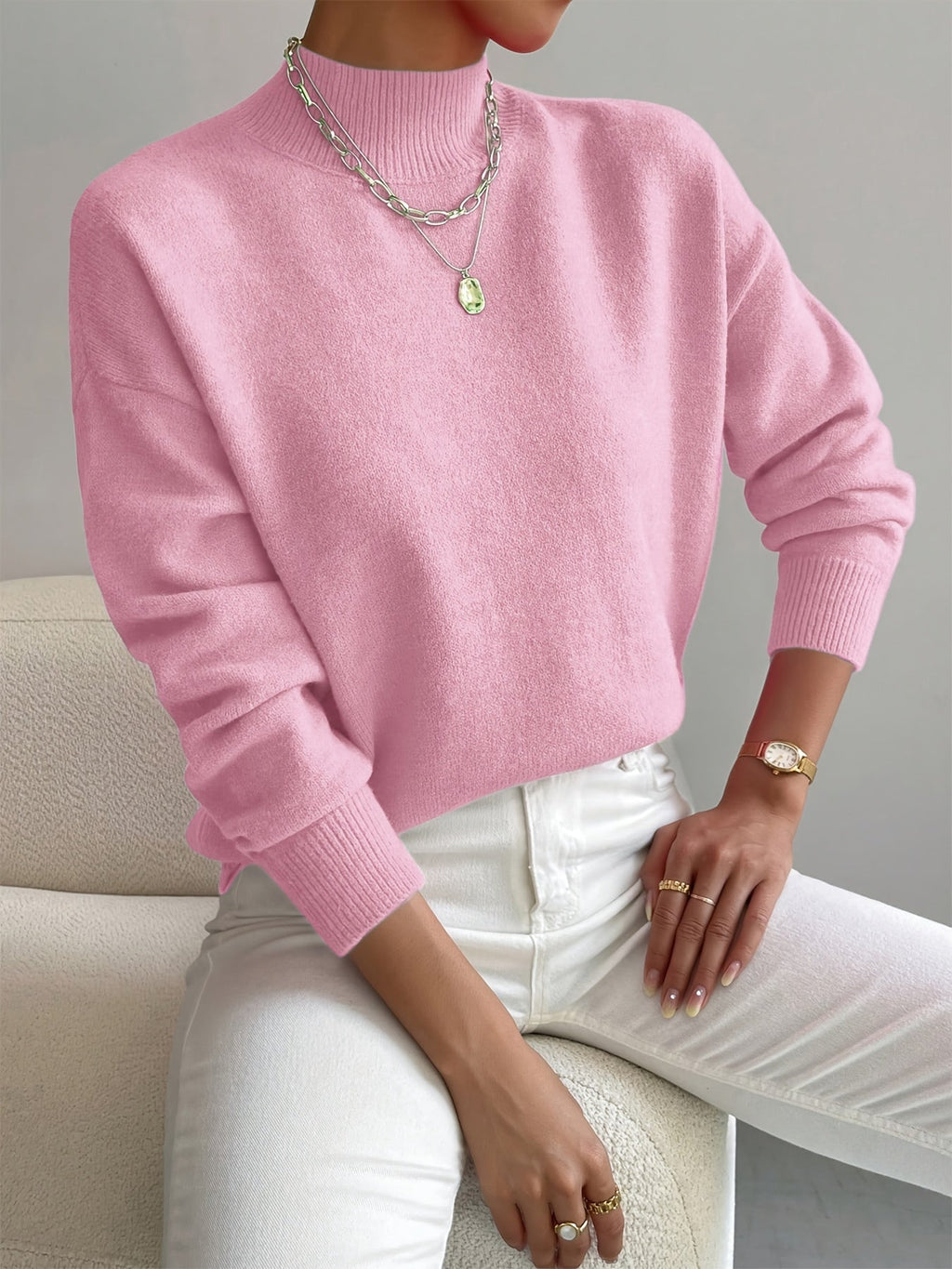 Sweter Iris dla kobiet | Miękka dzianina, półgolf, minimalistyczny krój 1
