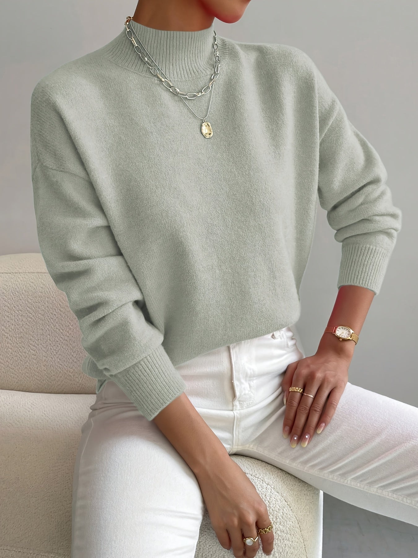 Sweter Iris dla kobiet | Miękka dzianina, półgolf, minimalistyczny krój 2