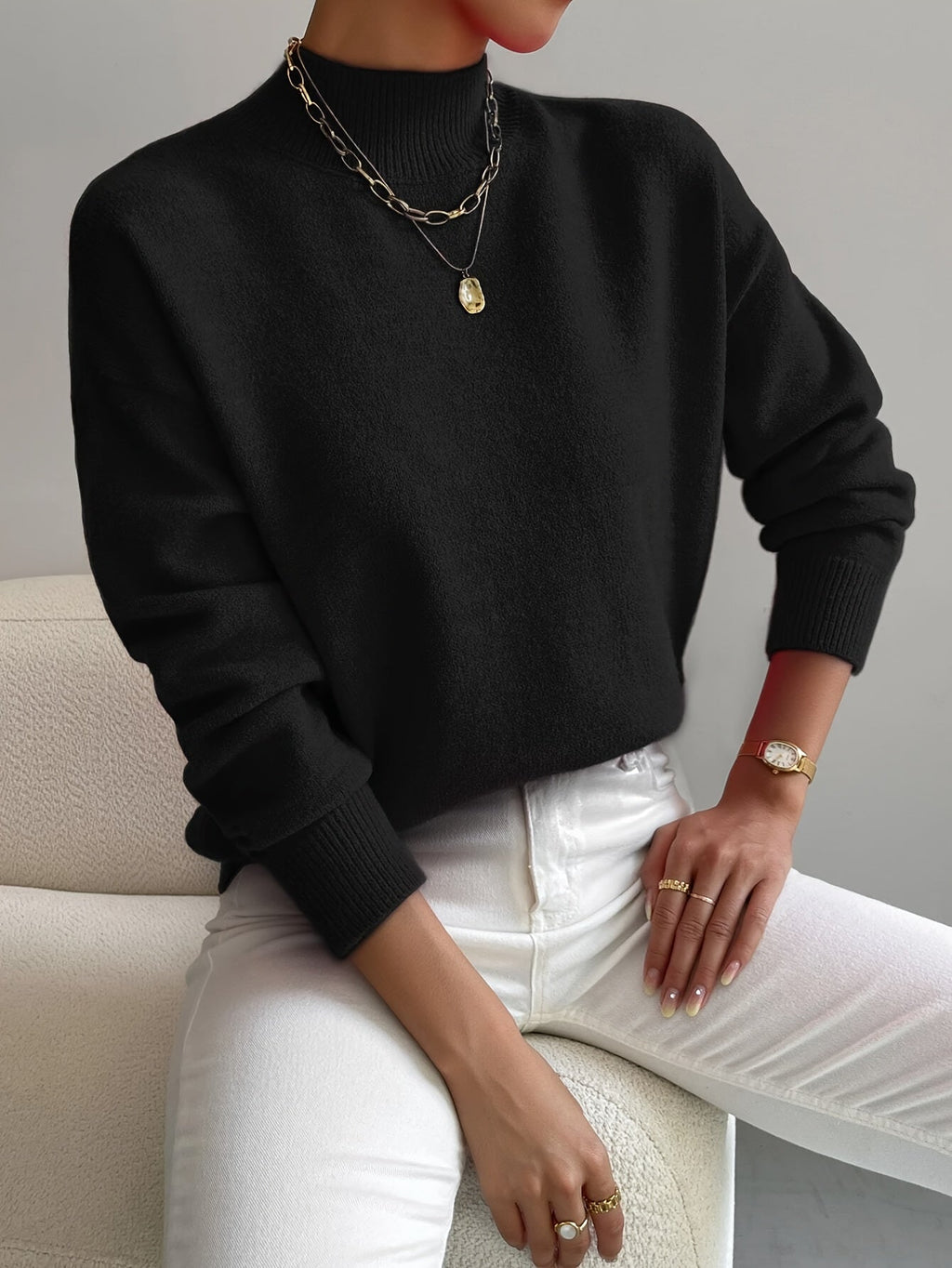 Sweter Iris dla kobiet | Miękka dzianina, półgolf, minimalistyczny krój 5