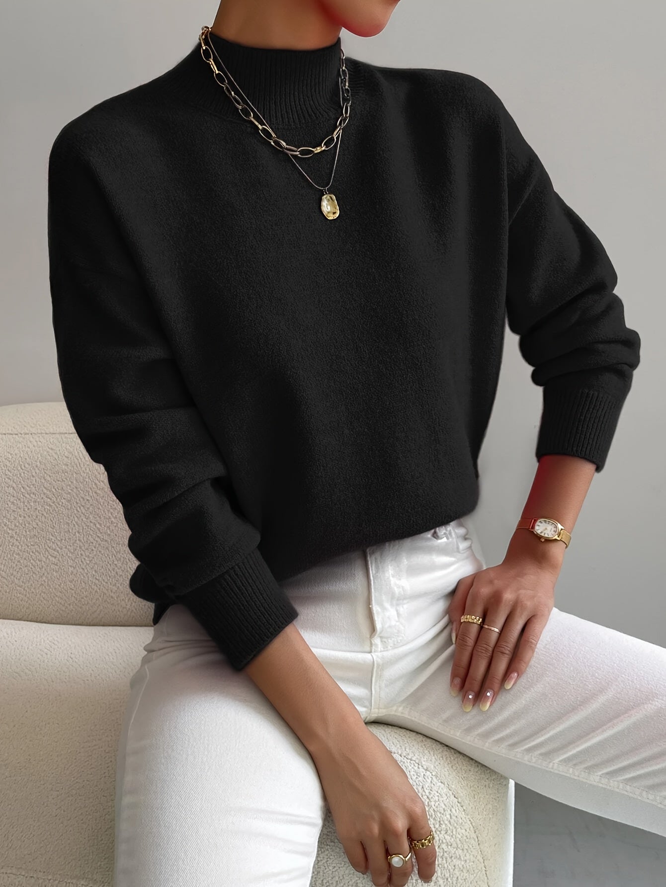 Sweter Iris dla kobiet | Miękka dzianina, półgolf, minimalistyczny krój 5