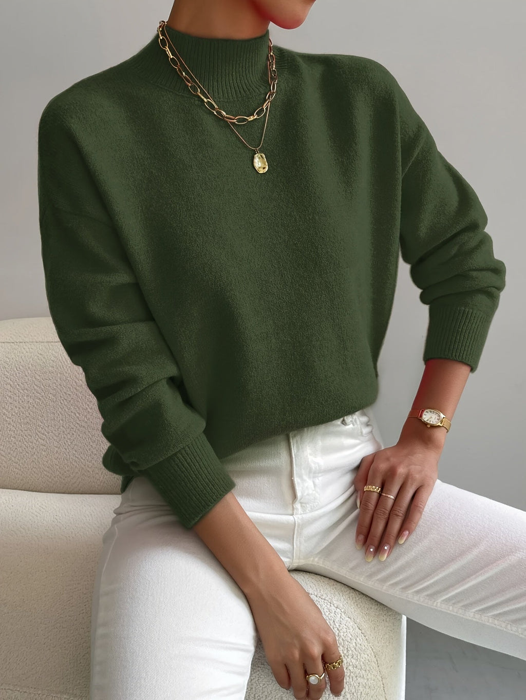 Sweter Iris dla kobiet | Miękka dzianina, półgolf, minimalistyczny krój 8