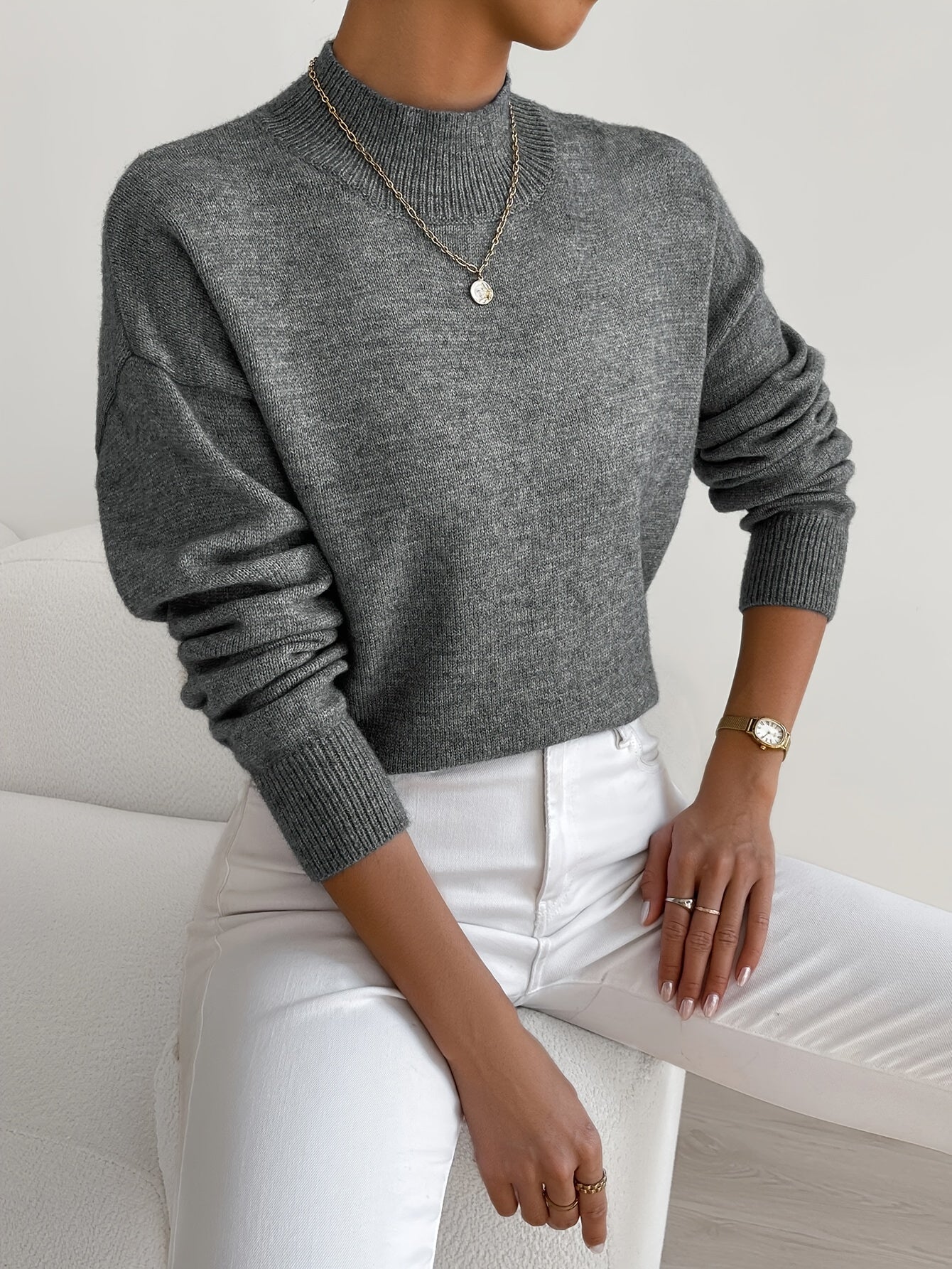 Sweter Iris dla kobiet | Miękka dzianina, półgolf, minimalistyczny krój 9