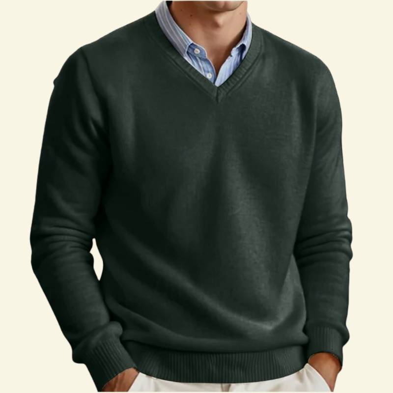 Sweter Laurent męski | Wełna, klasyczny dekolt w serek 2
