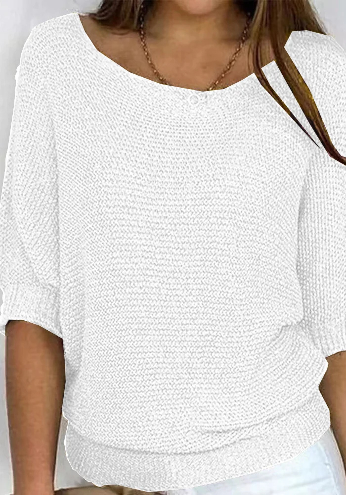 Sweter Lila dla kobiet | Luźny krój, dekolt łódka, rękawy do łokcia 2