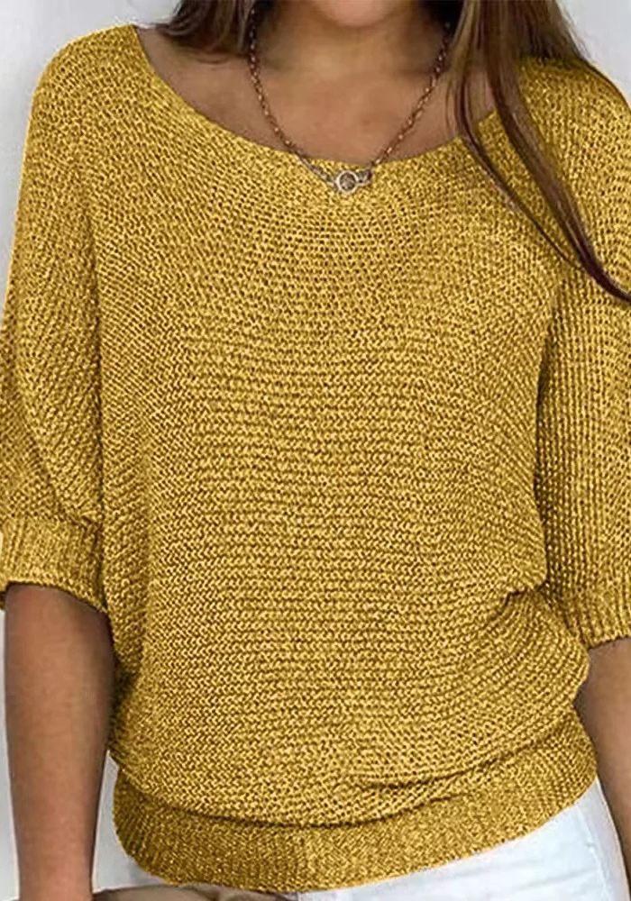 Sweter Lila dla kobiet | Luźny krój, dekolt łódka, rękawy do łokcia 3