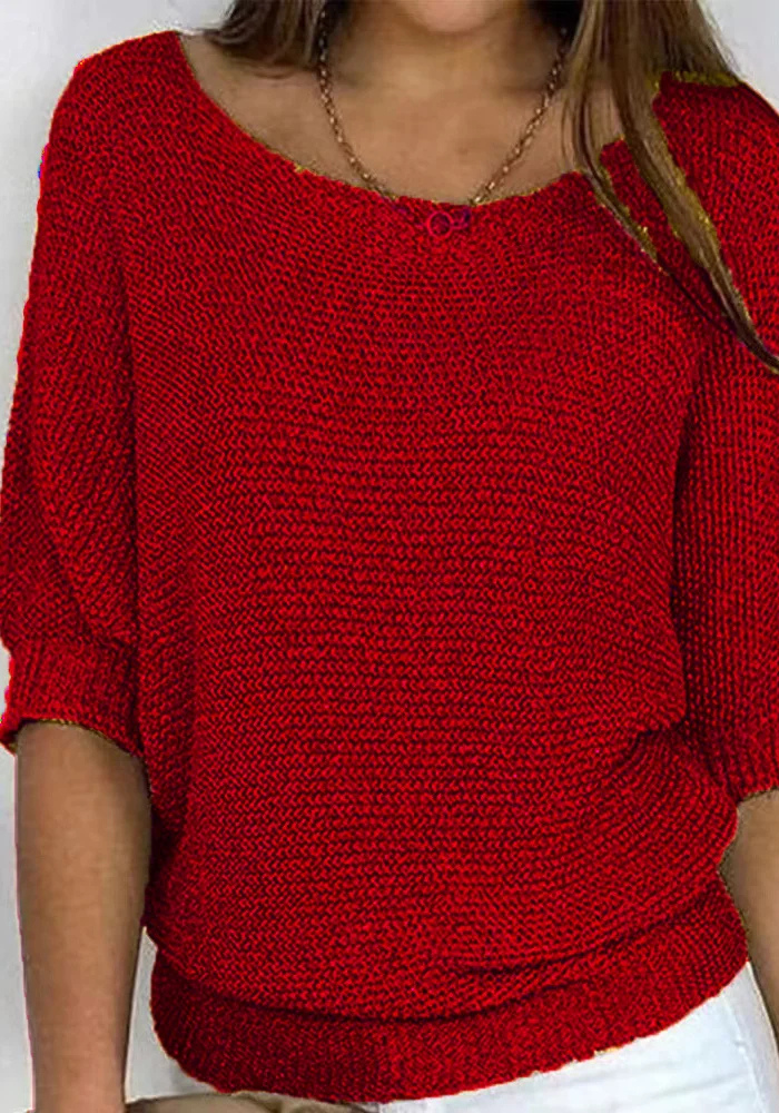 Sweter Lila dla kobiet | Luźny krój, dekolt łódka, rękawy do łokcia 6