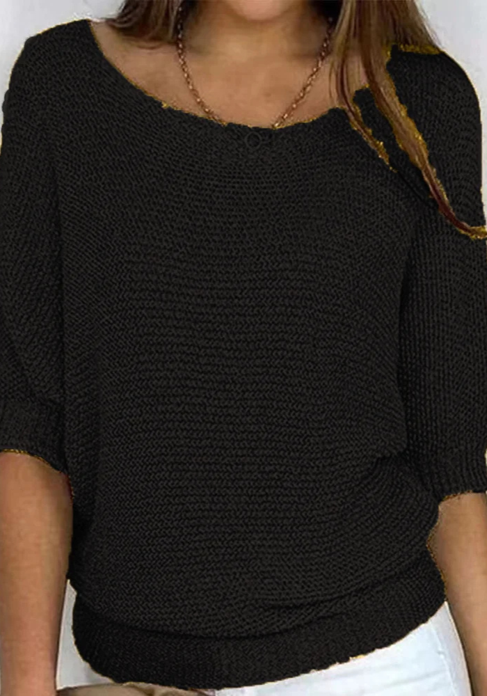 Sweter Lila dla kobiet | Luźny krój, dekolt łódka, rękawy do łokcia 7