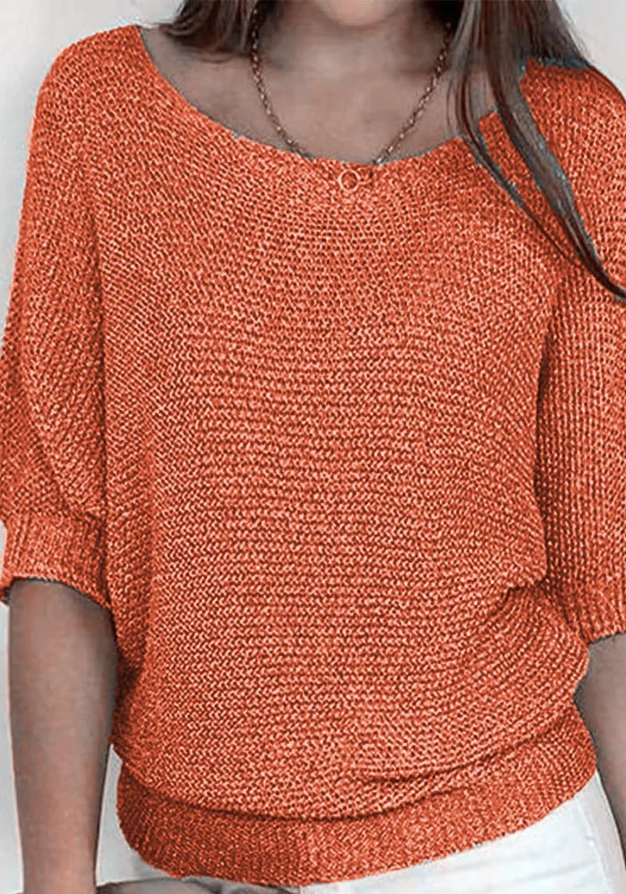 Sweter Lila dla kobiet | Luźny krój, dekolt łódka, rękawy do łokcia 8