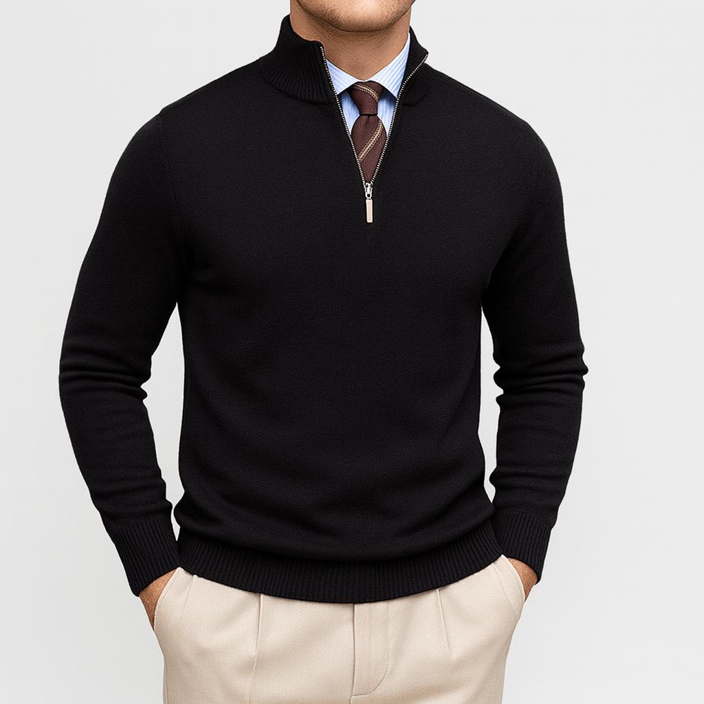 Sweter Miko damski | Mieszanka wełny, elegancki krój z zamkiem błyskawicznym 0
