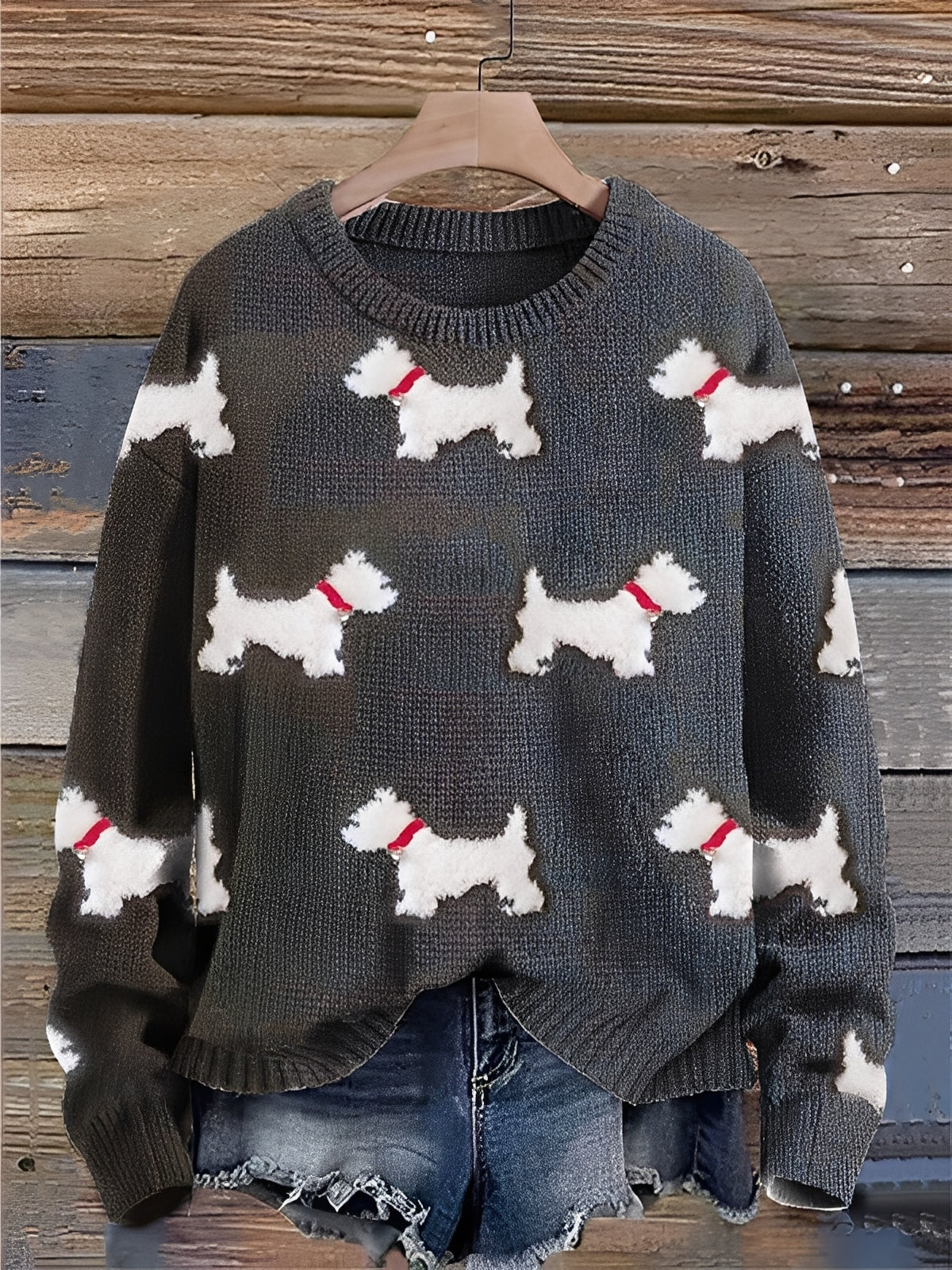 Sweter Tawnee | Wełna, Zabawny Wzór Owcy dla Damskich Swetrów 7