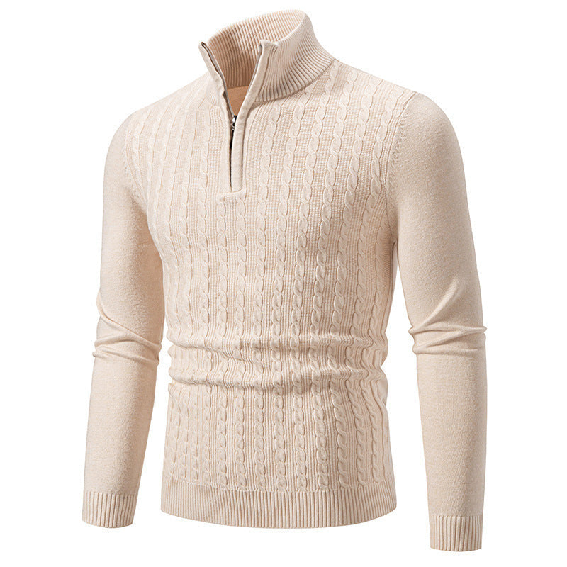 Sweter męski Derryl | Wzór warkoczowy, elastyczny golf, miękka mieszanka dzianinowa 0