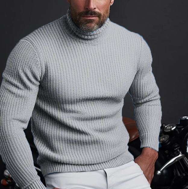 Sweter męski Krzysztof | Bawełna premium, dopasowany krój z golfem 2