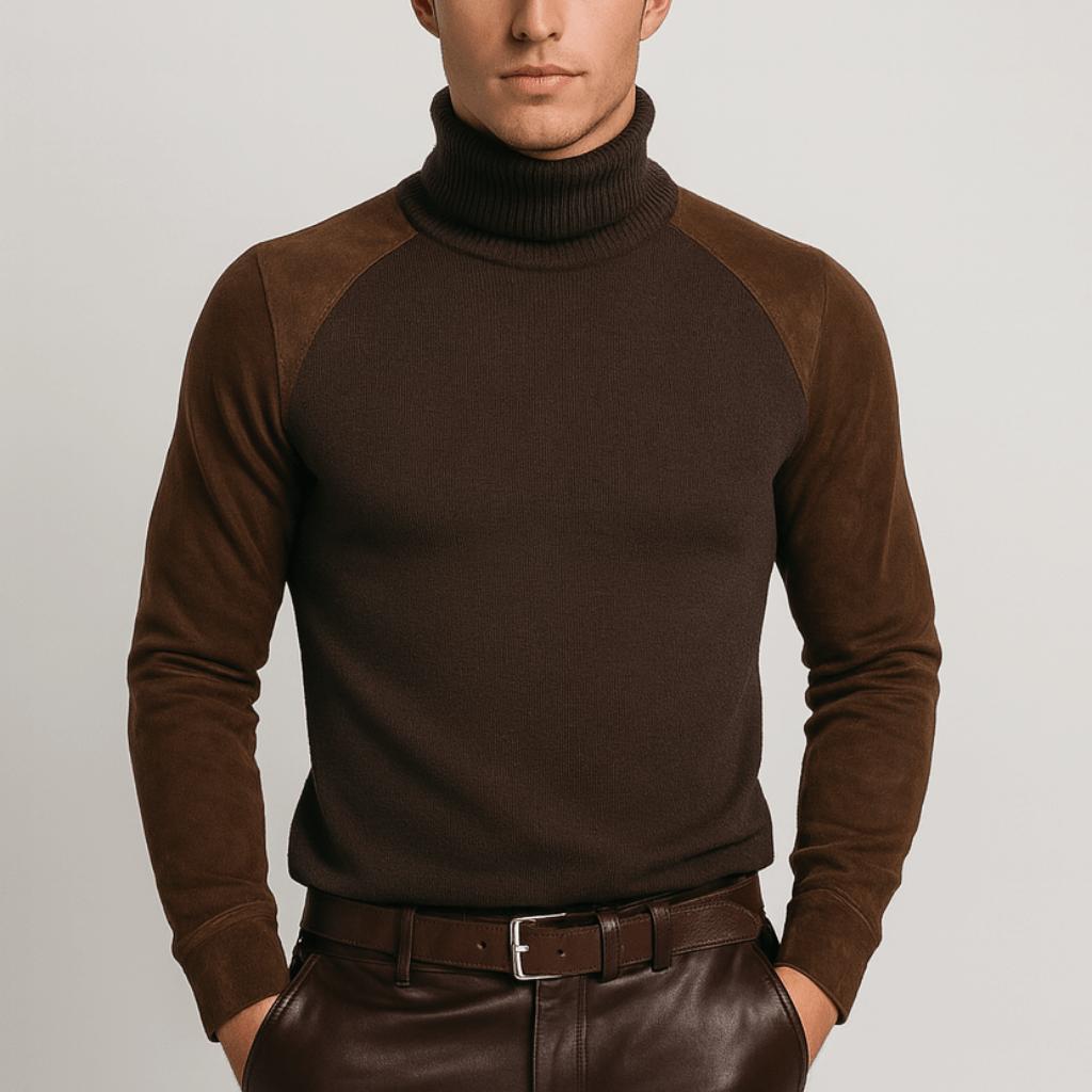 Sweter męski Zamszowy Max | Elegancki krój z golfem, komfortowa dzianina 1