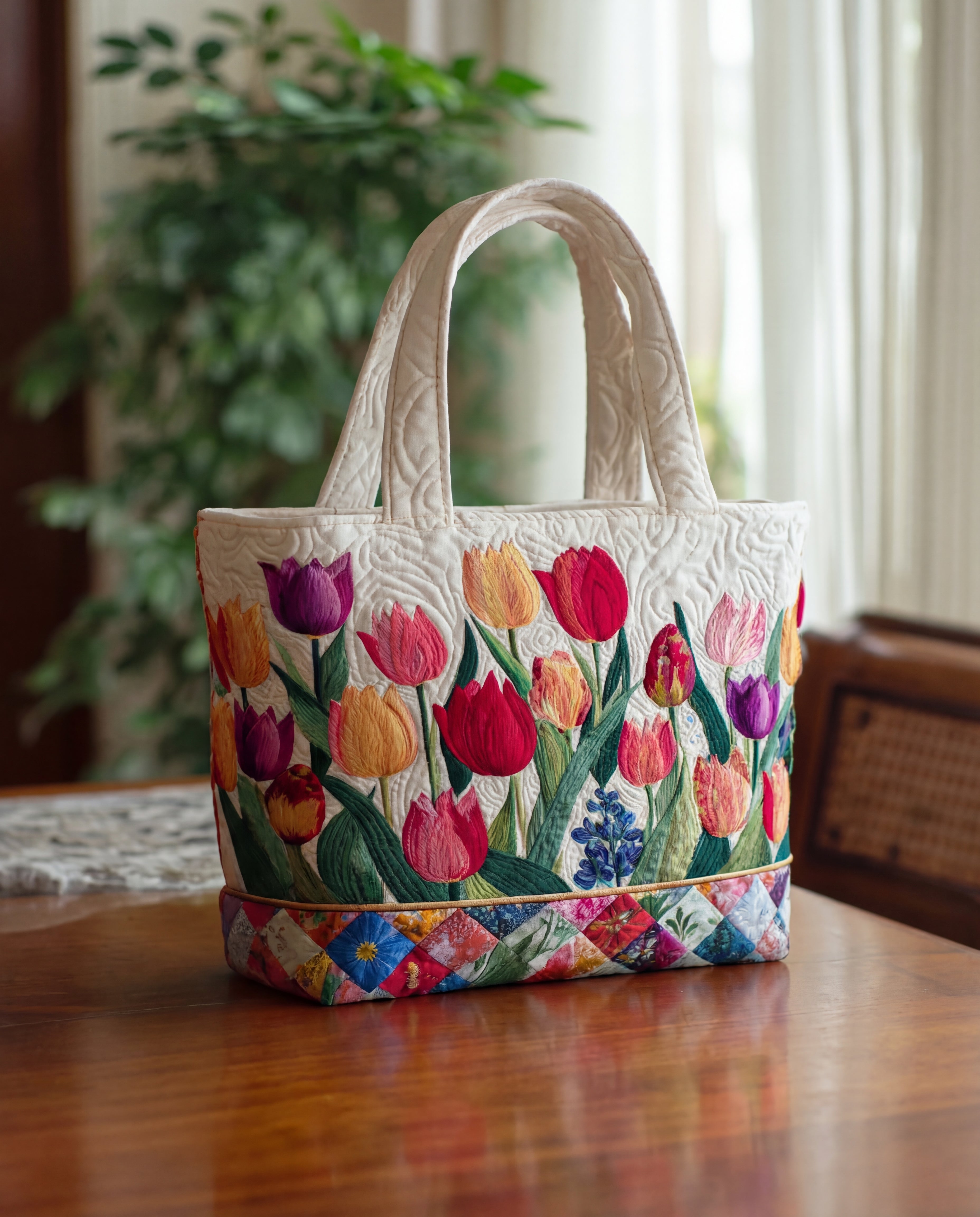 Torebka tote Tulipe | Pikowana, Elegancki Wzór Falowy 0