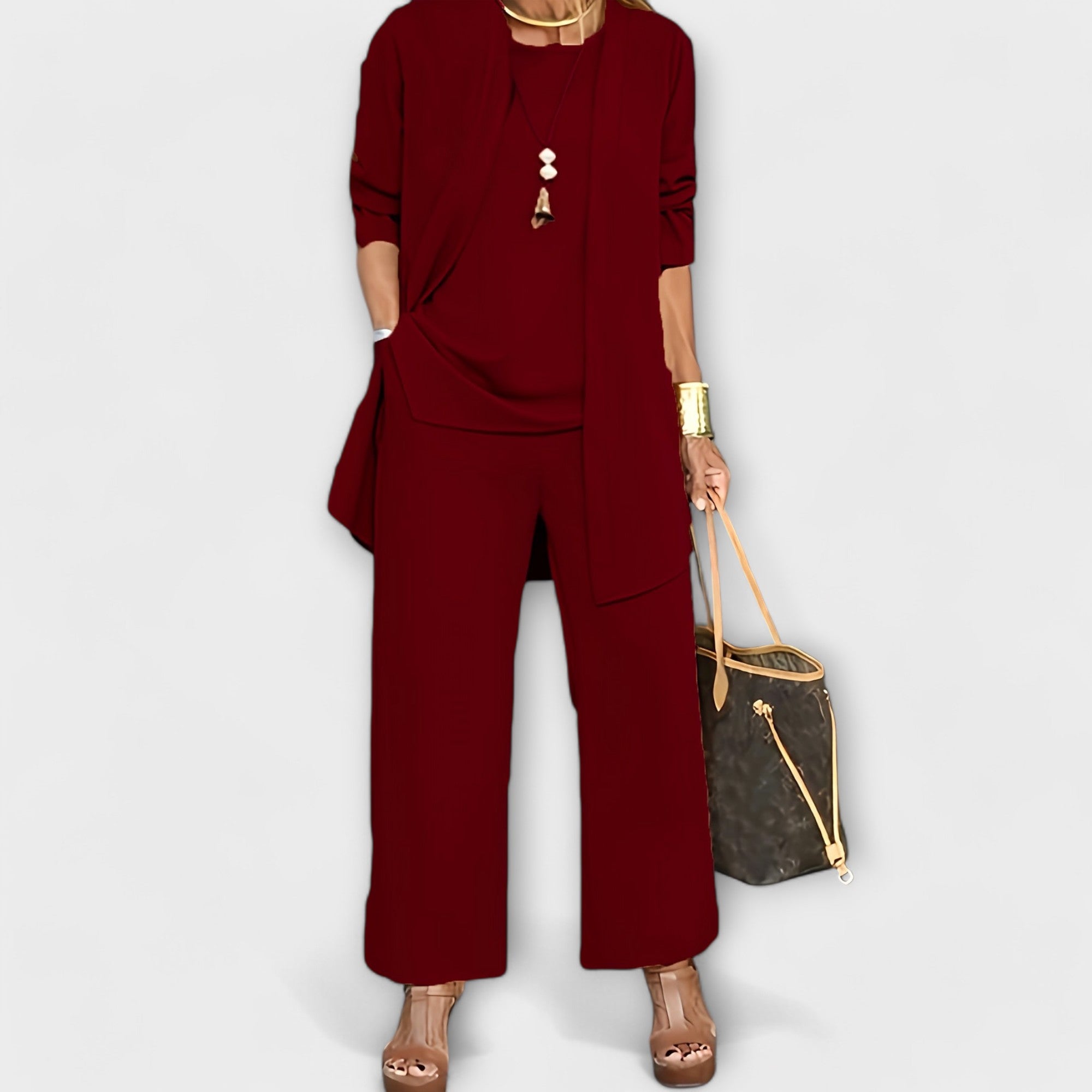 Zestaw Aneta | Eleganckie dresy damskie komplet, luźny krój, trzyczęściowy 3