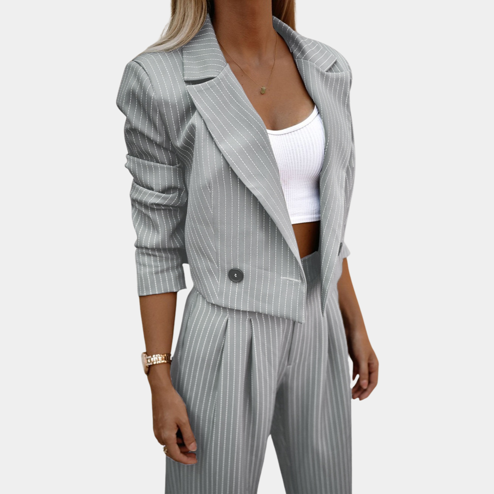 Zestaw Miko w Paski | Elegancka marynarka i spodnie z szerokimi nogawkami 3