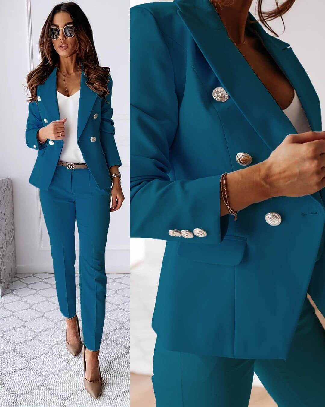 Zestaw damski Lira | Klasyczny blazer, dopasowany dół, czarny 3