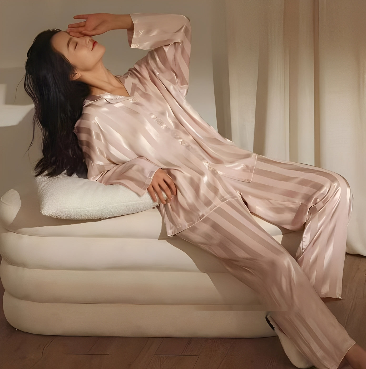 Zestaw piżamowy Adélaïde | Satyna z koronką, elegancki i komfortowy 0