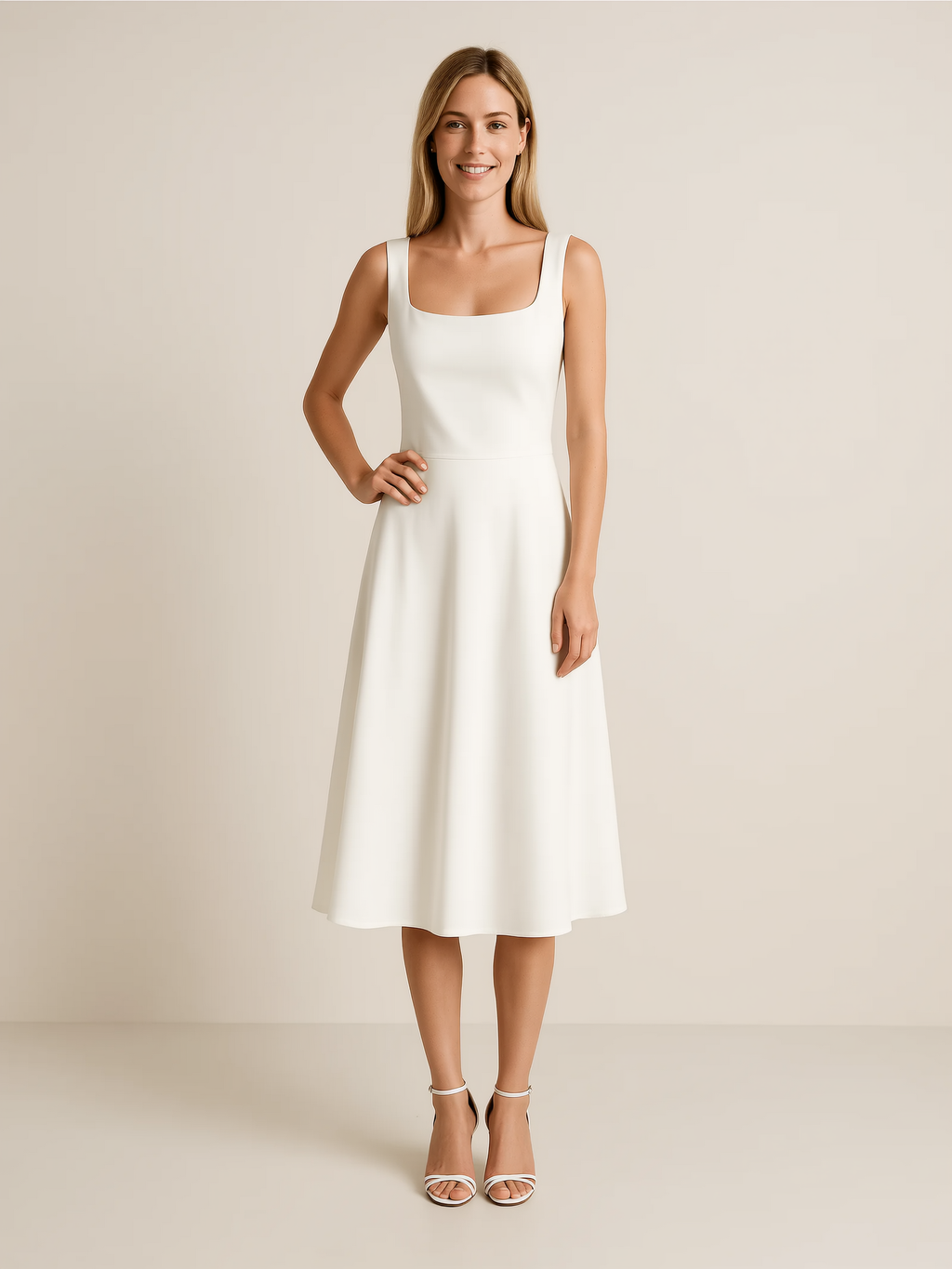 Jesienny model midi z przewiewnego materiału