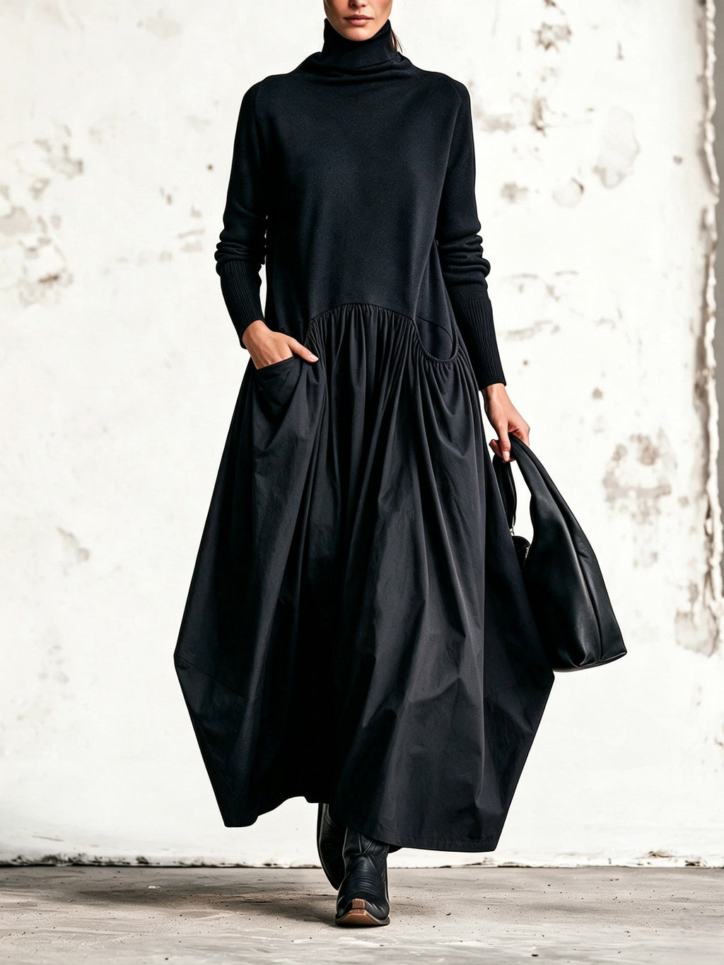 Elegancka sukienka maxi Fryderyka - Czarny