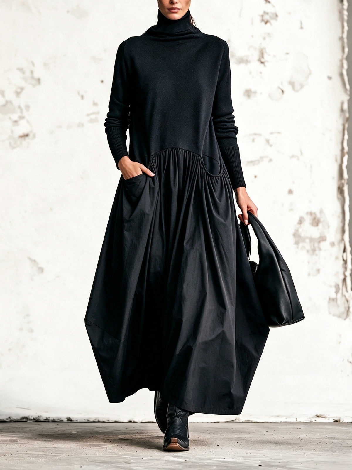 Elegancka sukienka maxi Fryderyka - Czarny