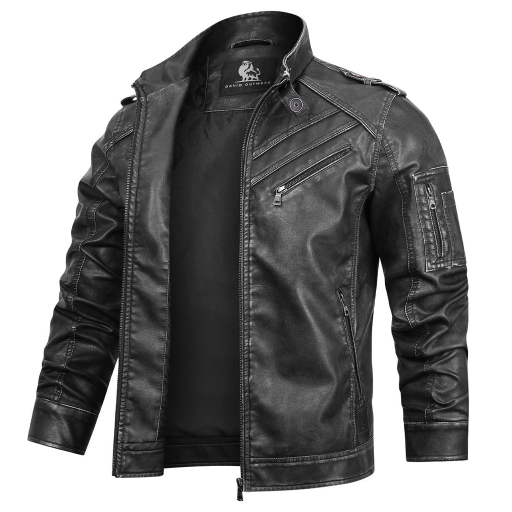 Kurtka biker męska Krzesimir - Czarny