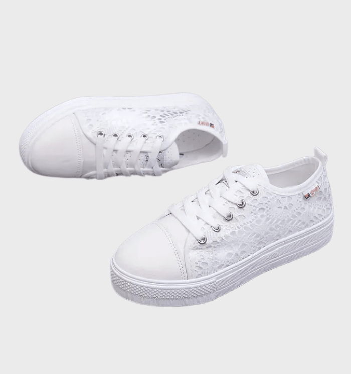 Sneakersy damskie Rita | Koronkowa cholewka, sznurowane, gumowa podeszwa