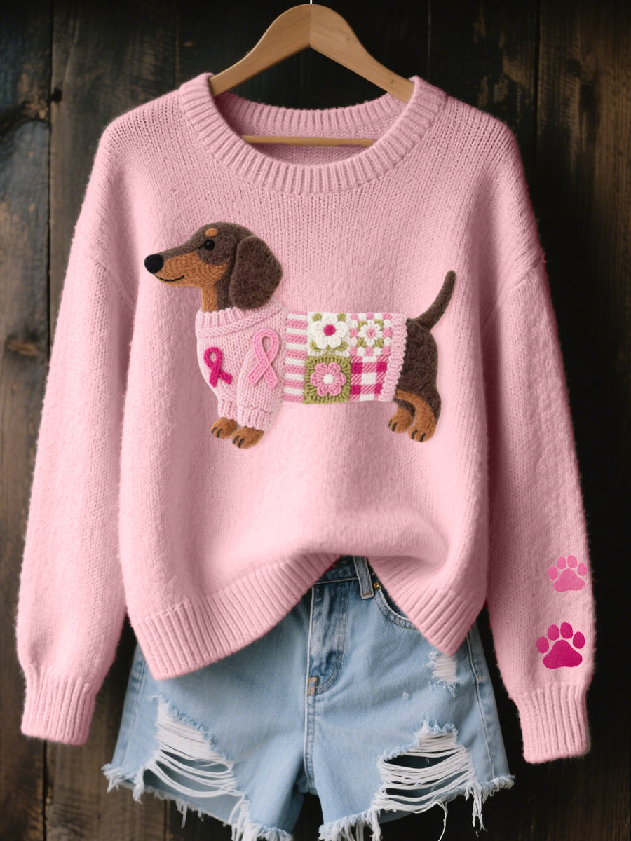 Sweter z jamnikiem Adrianna - Różowy